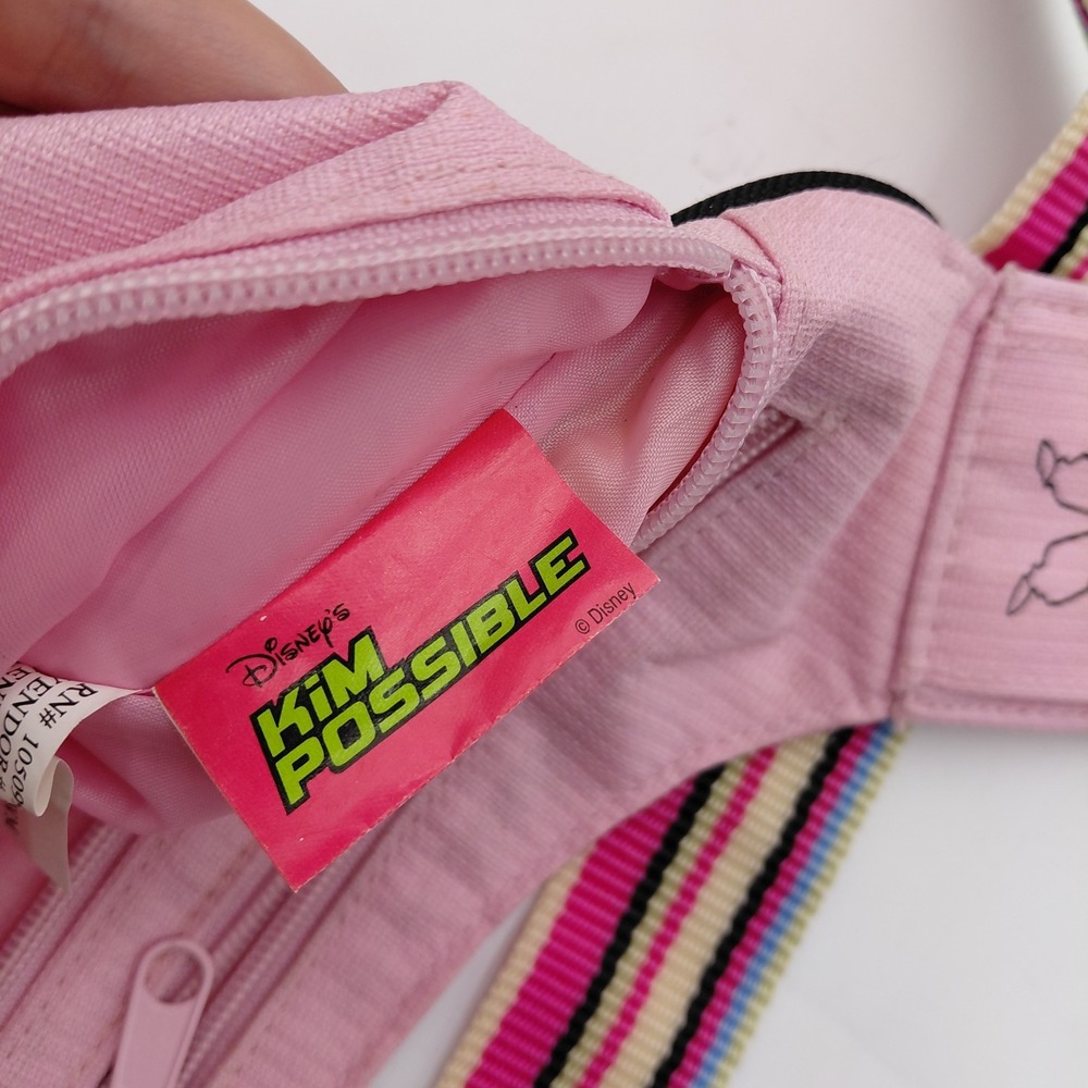 Vtg KIM POSSIBLE Pink Messenger Shoulder Crossbody Stripe Strap Y2K Cartoon RARE - Picture 9 of 10